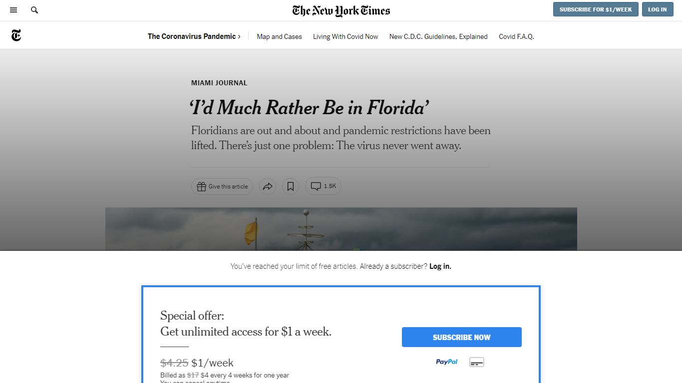 ‘I’d Much Rather Be in Florida’ - The New York Times